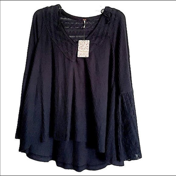 NEW Oversized Free PeopleBlackParisian Nights Blouse SZ XS (fits to M) NWT - Picture 2 of 12